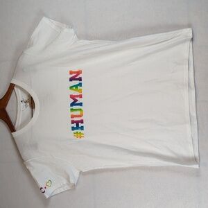 #HUMAN Rainbow Pride‎ Unisex White Tee Shirt XL